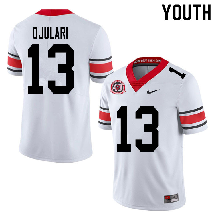 Georgia Bulldogs Youth Azeez Ojulari #13 White 2020 1980 National Champions 40th Anniversary Stitched College UGA Football Jersey 23NL013YJ